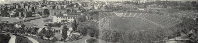 Панорама Республиканского стадиона и окрестностей в 1957 году