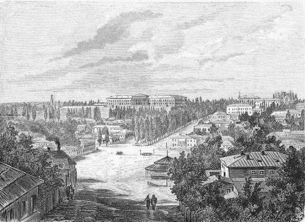 Еще до постройки Бессарабского рынка. Бульвар Шевченко в 1870 году