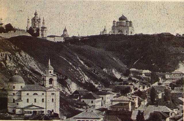 Крестовозвиженская церковь на Подоле в начале 20 века, черно-белое фото