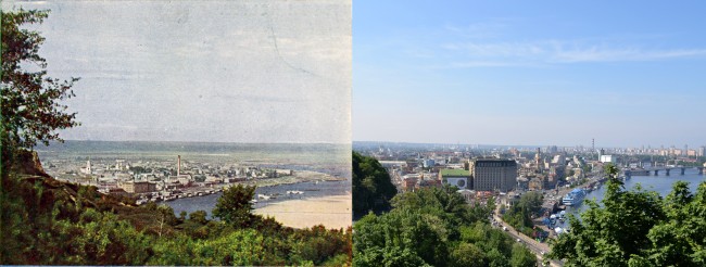 Сравнение старого и нового Киева на примере Подола, 1905 год против 2011 года