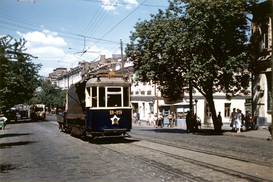 Трамвайные пути на улице Сагайдачного в 1959 году