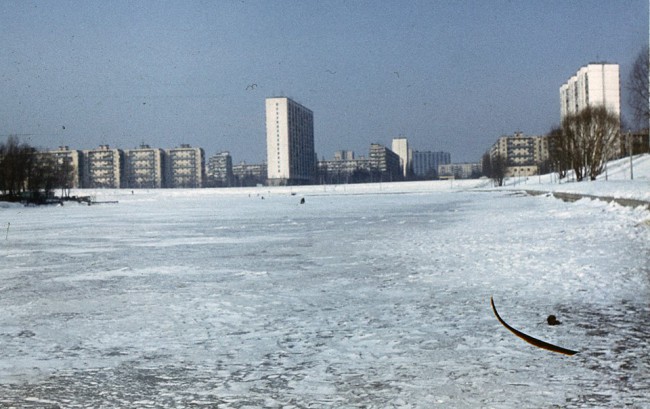 1987 год. Вид на озеро Тельбин и проспект Тычины, 4. Фото Rico Muerto. Березняки в 80-х годах, Киев