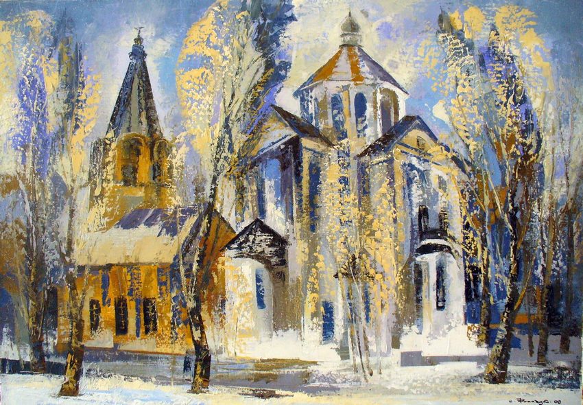 Киев в живописи Валерий Франчук картина Зимний Подол