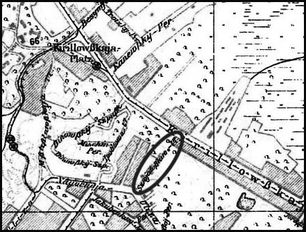 Садиби Світославських, фрагмент німецької мапи 1918 року